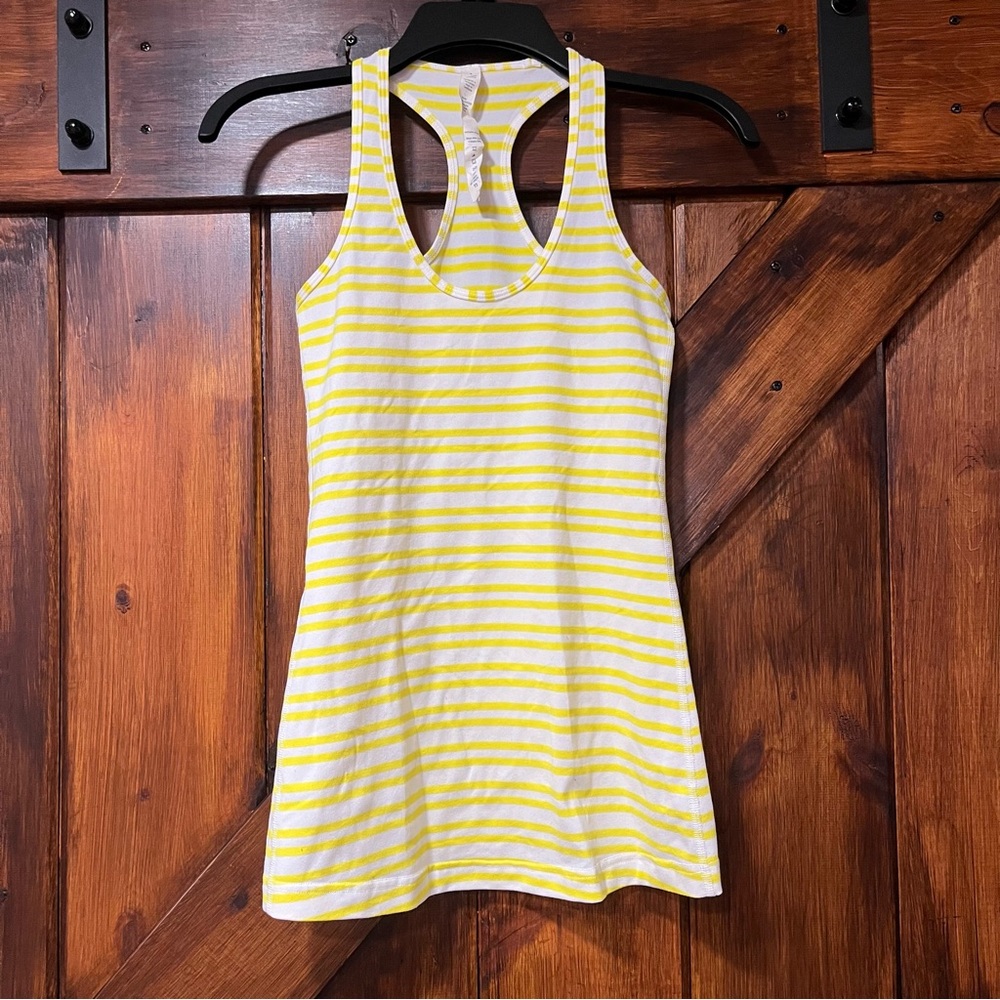 Lululemon yellow and white athletic tank top